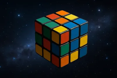 Entropija i rubikova kocka u svemiru ilustracija