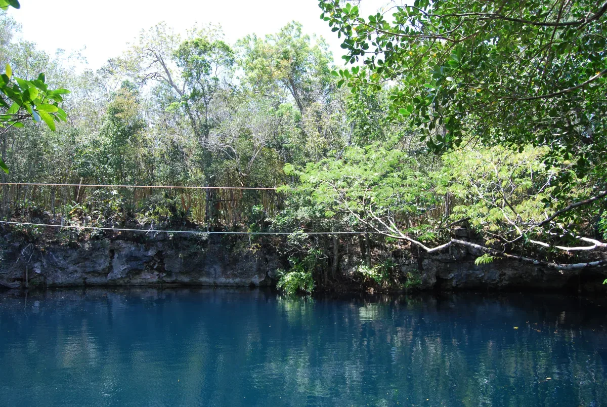 Sloj sumporovodika u Cenote Angeliti kod Tuluma koji stvara privid podvodne rijeke